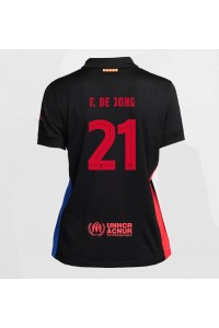 Barcelona Frenkie de Jong #21 Jalkapallovaatteet Naisten Vieraspaita 2024-25 Lyhythihainen